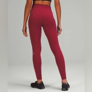 Lululemon Fast & Free High-Rise Tight 28" Brushed Nulux Mulled Wine Size 6